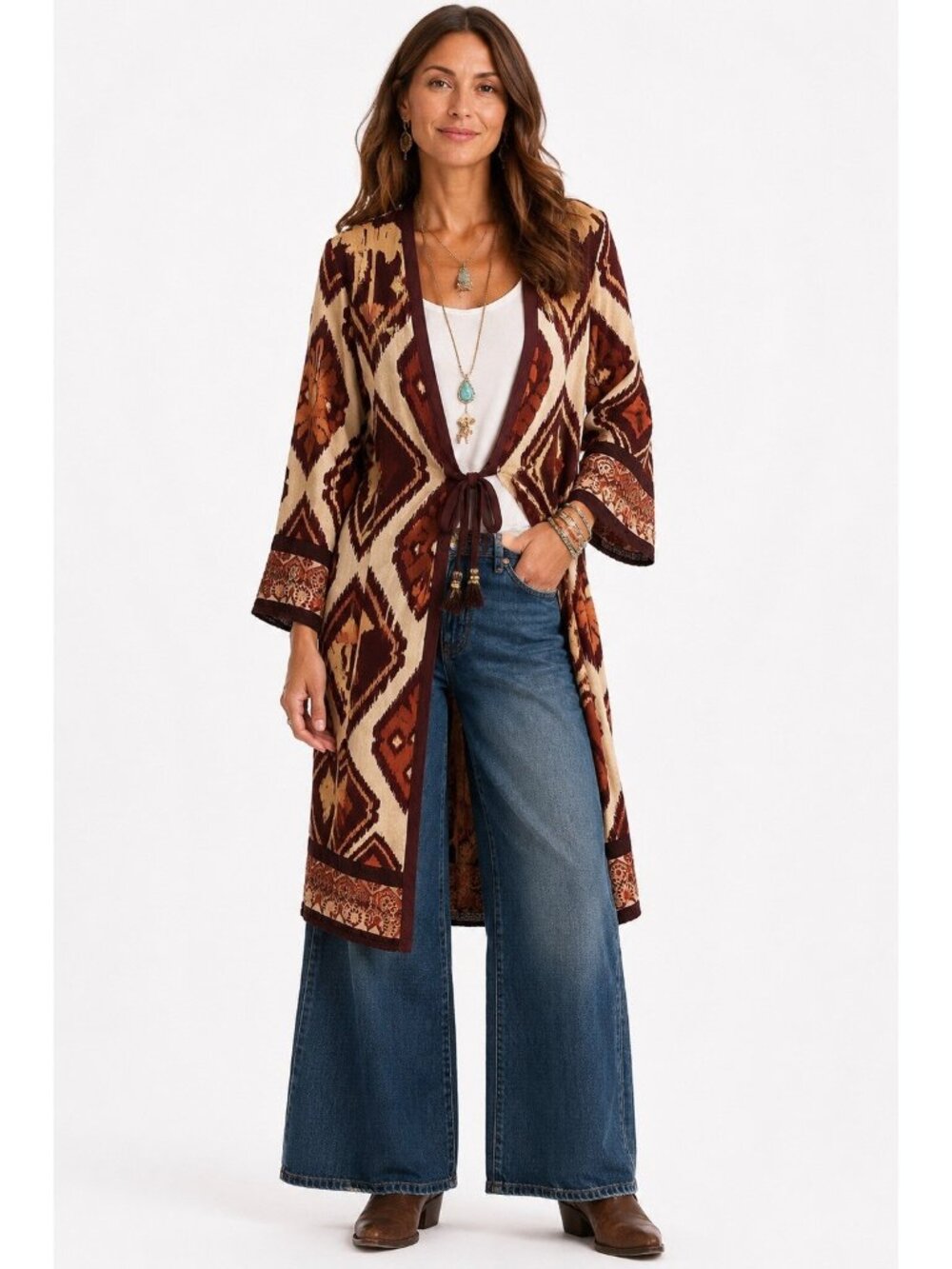 SOFT SURROUNDINGS Lelani Gauze Long Topper jacket duster MEDIUM coatigan